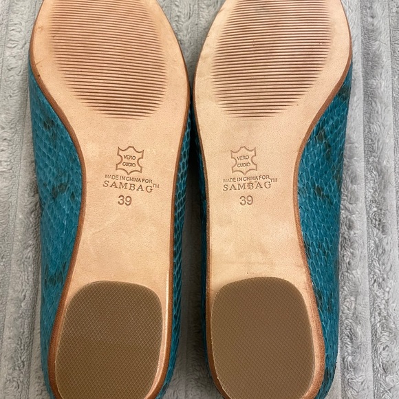 SAMBAG Blue Snake Embossed Leather Sz 39 - Picture 5 of 5